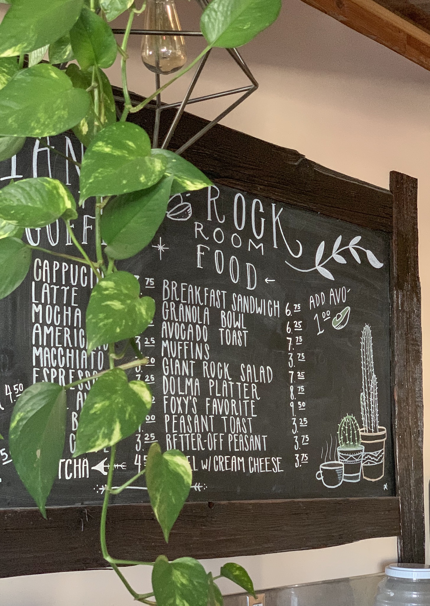 Chalkboard Menu at Giant Rock Meeting Room