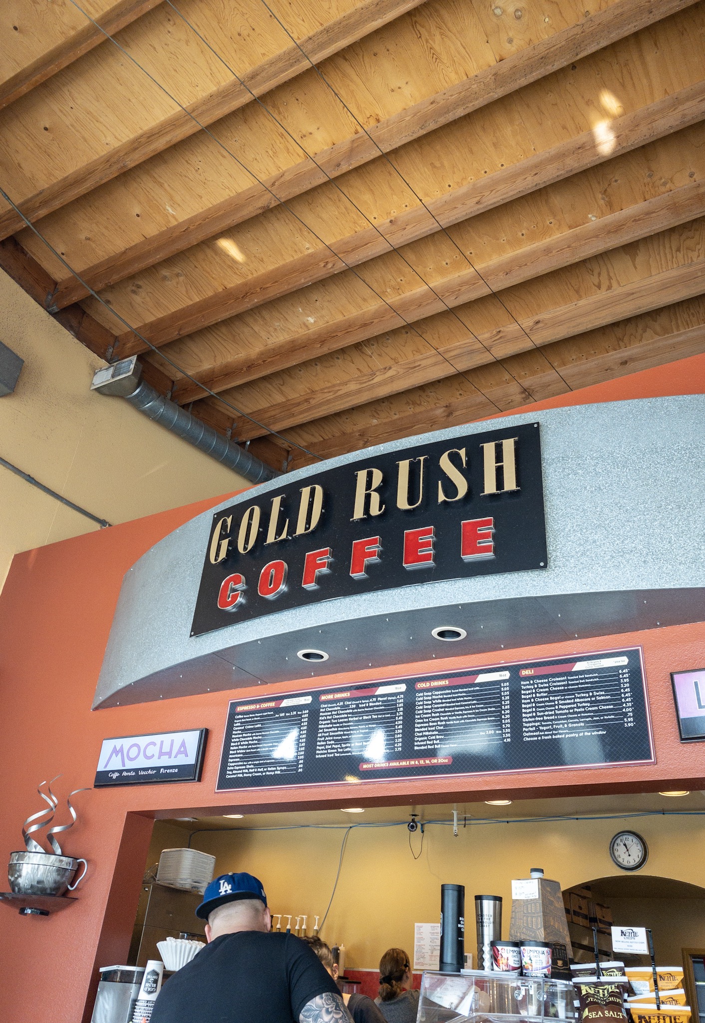 Gold Rush Coffee tall ceilings