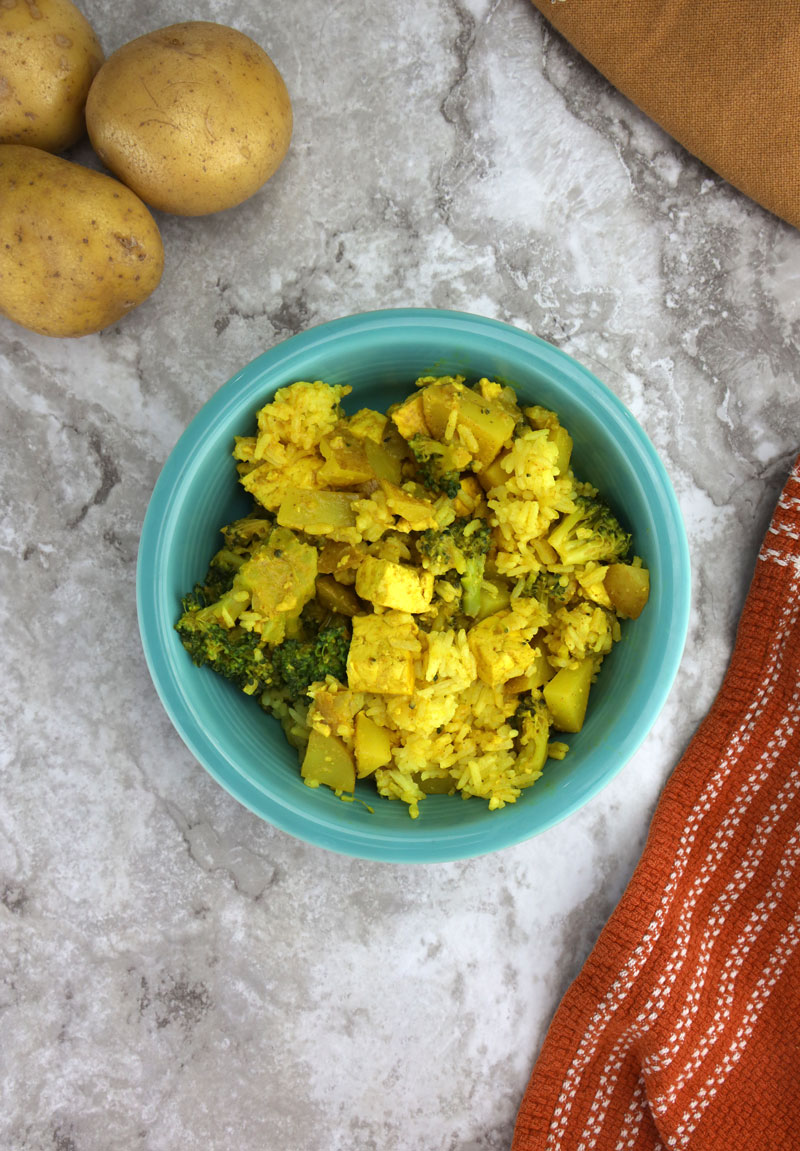 yellow curry tofu with curry rice