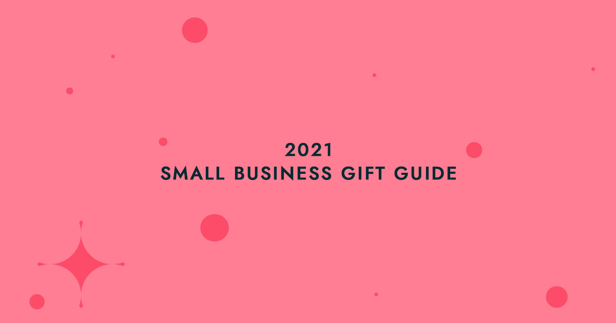 Gradient background with the words Small Business Gift Guide.
