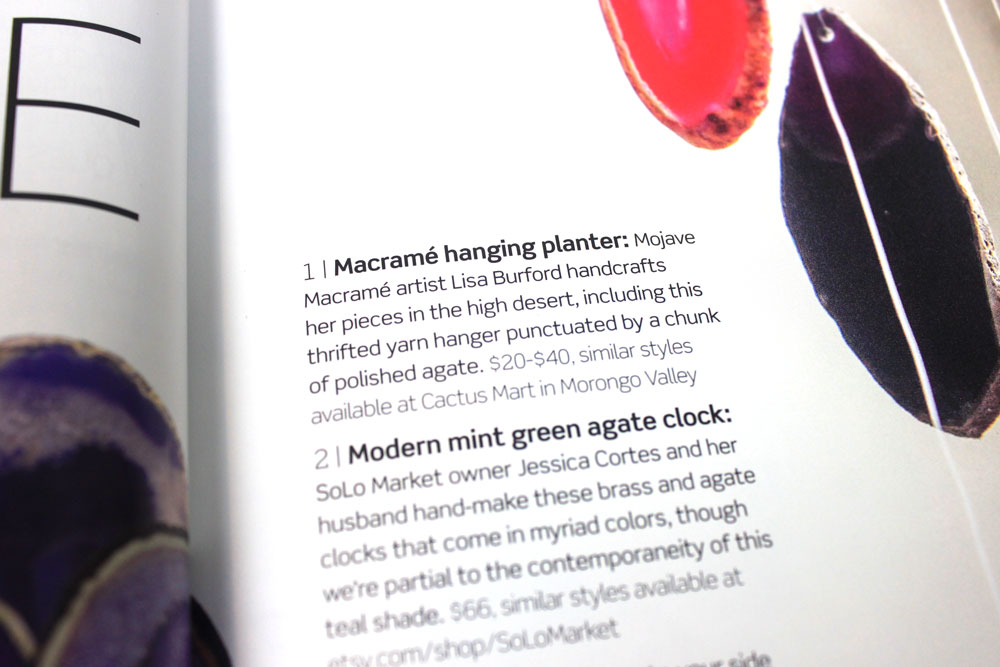 Close up of the Mojave Macrame mention in the Desert Magazine article