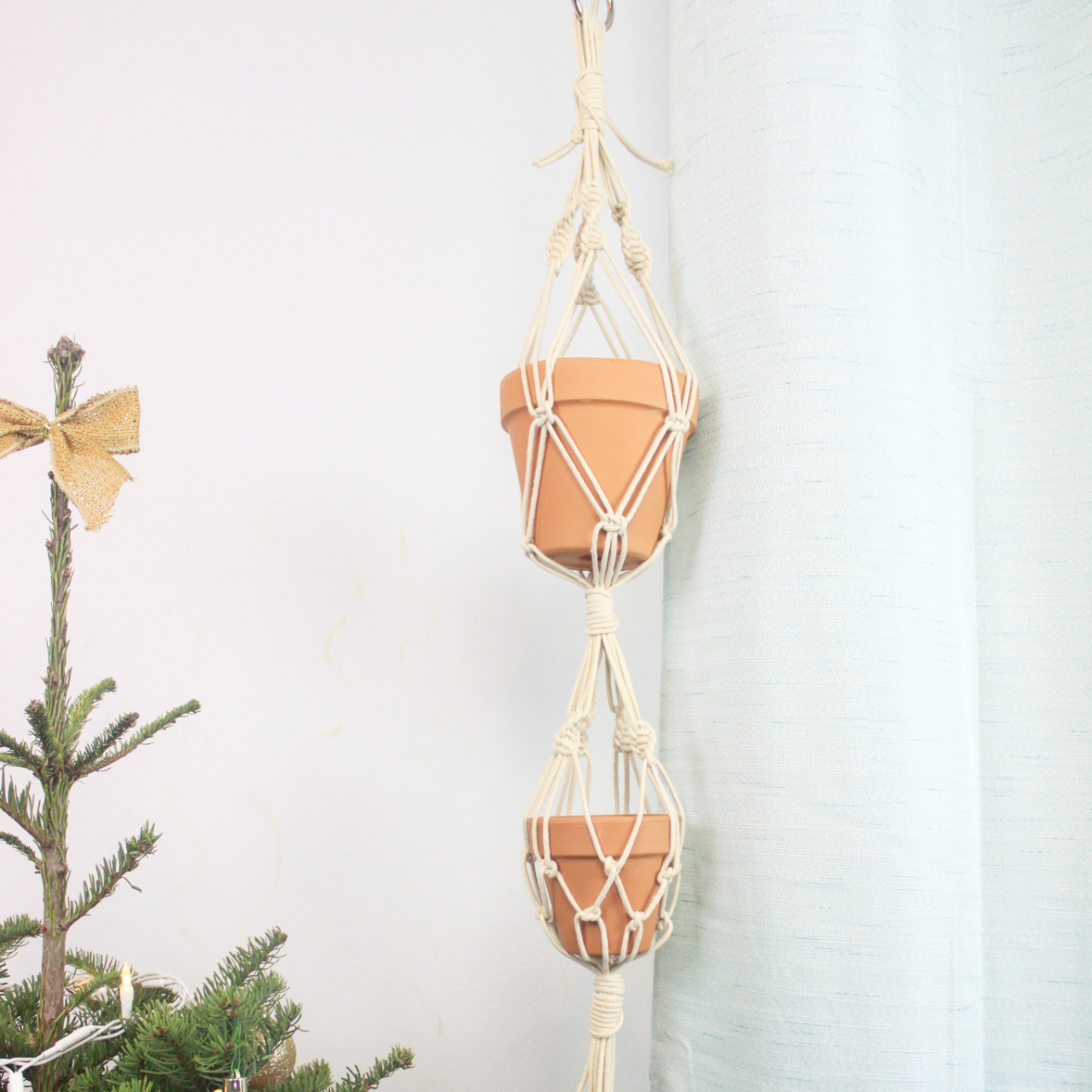 Macrame  Double Hanging Planter