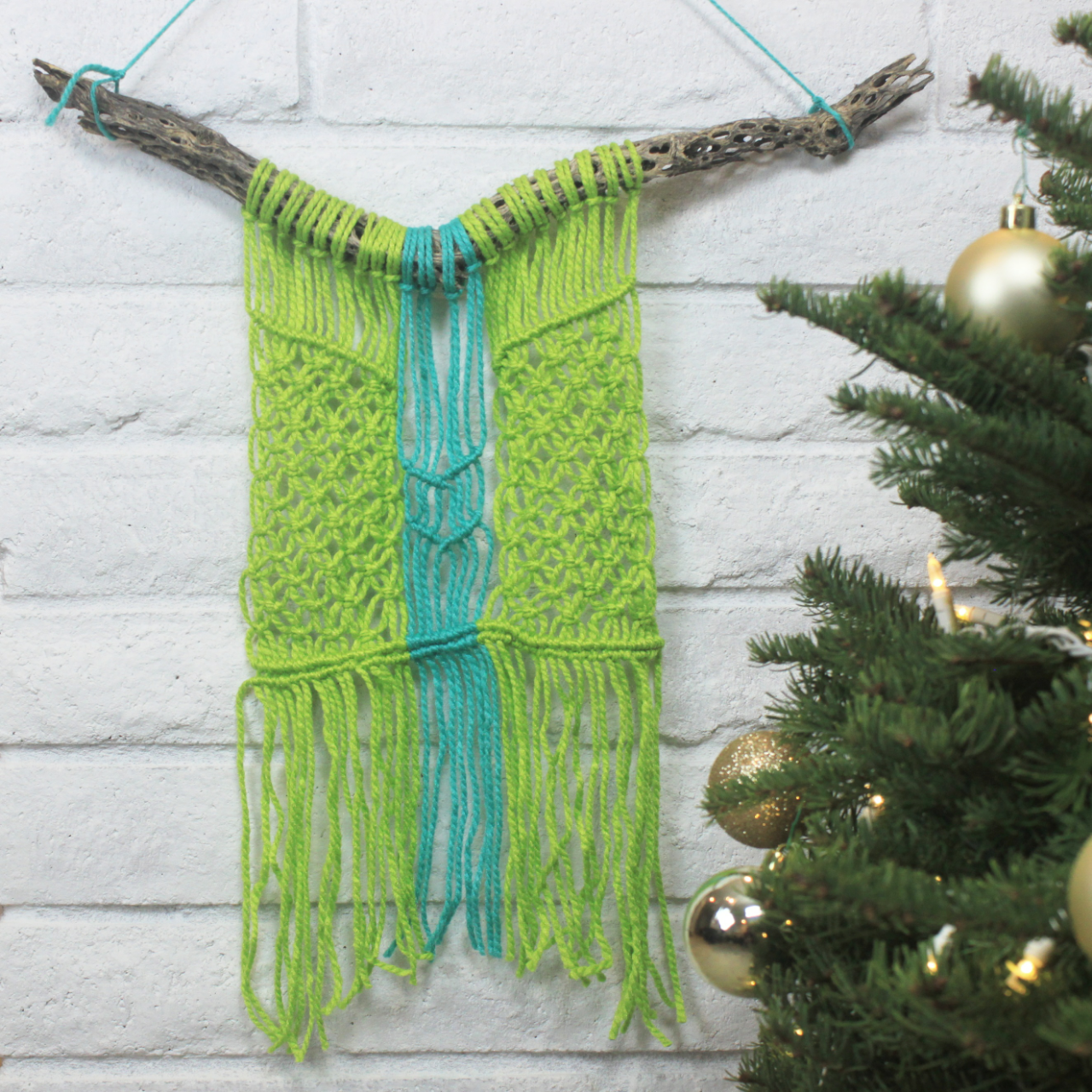 Macrame Green and Blue Wall Hanging