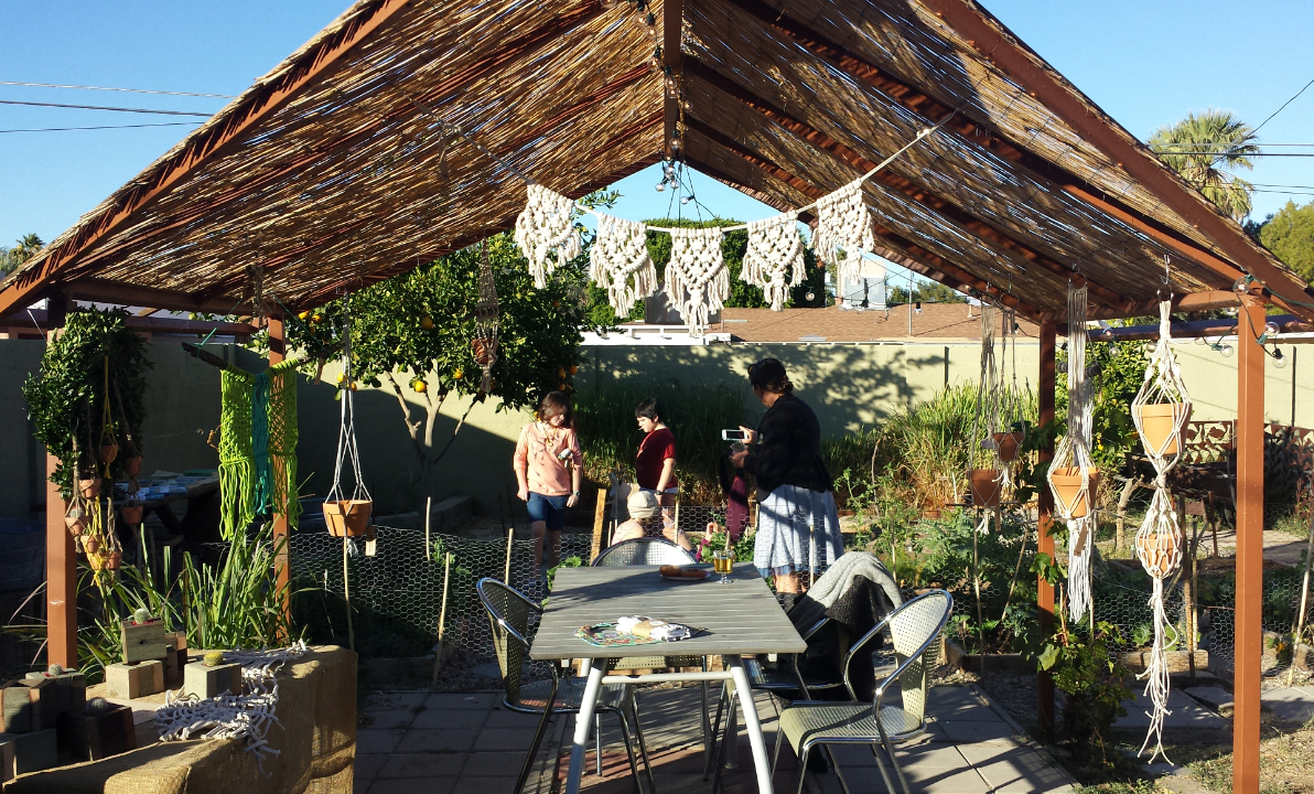 The gazebo setup of Mojave Macrame creations