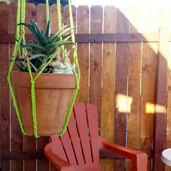 Lime Green Macrame Plant Hanger