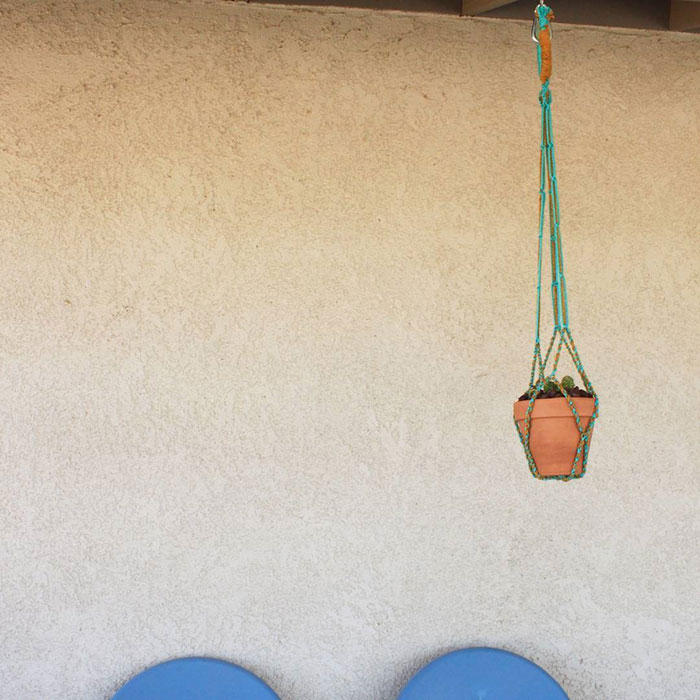 Olive Yellow & Turquoise Macrame Hanging Planter