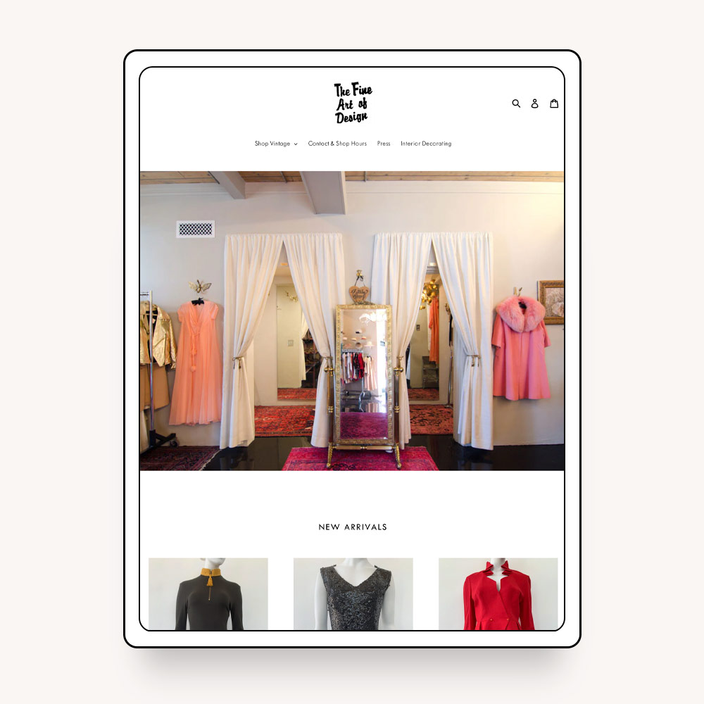 The Fine Art of Design website on an iPad