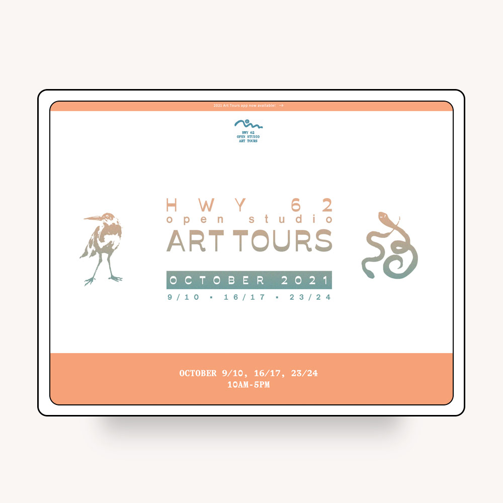 Hwy 62 Art Tour website on an iPad